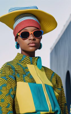 fashion editorial illustration, african people in colorful outfits, african fashion